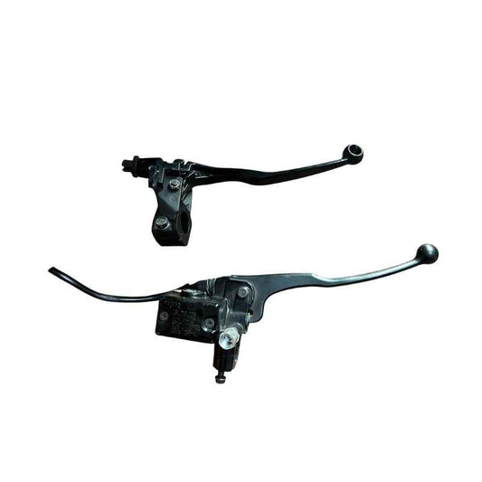 Original Yamaha XSR155 OEM brake and clutch lever set removed from the Neo Muscle project motorcycle. Genuine factory front brake master cylinder, clutch perch and levers for OEM replacement or stock restoration.