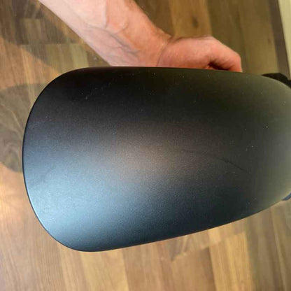 Top view of the original Yamaha XSR155 OEM front fender showing the factory matte black finish and overall condition. Genuine Yamaha front mudguard removed from the Neo Muscle project motorcycle.