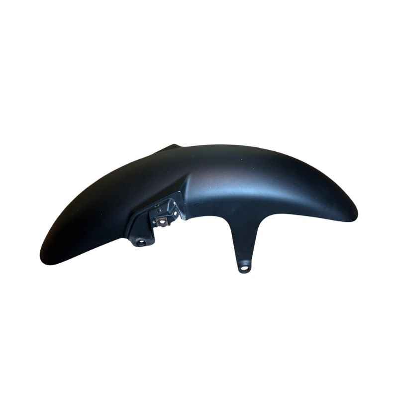 Front view of the original Yamaha XSR155 OEM front fender removed from the Neo Muscle project motorcycle. Genuine Yamaha factory front mudguard in good used condition for restoration or replacement.